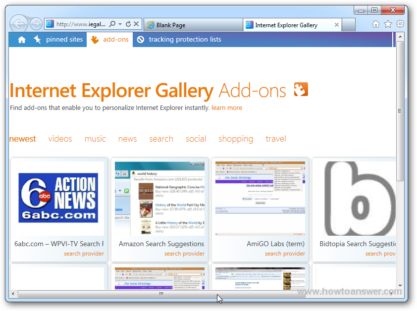 Internet Explorer Gallery Add-ons