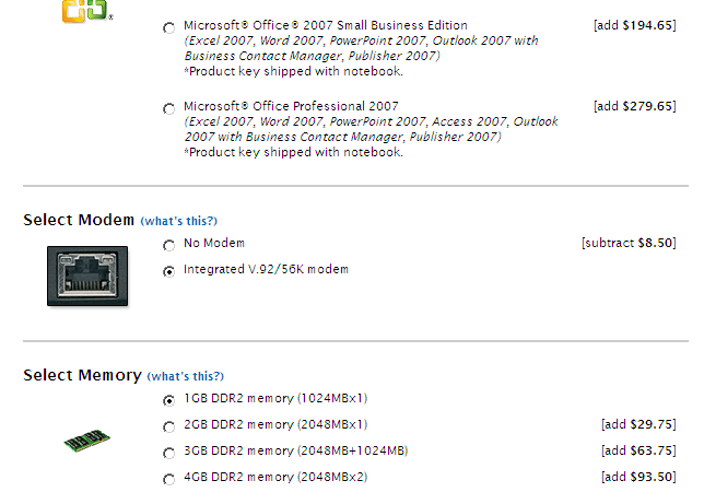 Selecting an integrated dialup modem