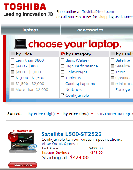 Selecting a random laptop