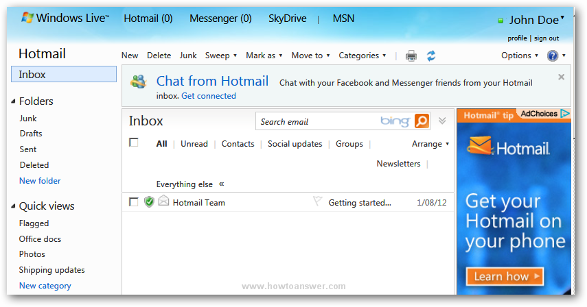 How do I chat on Hotmail?