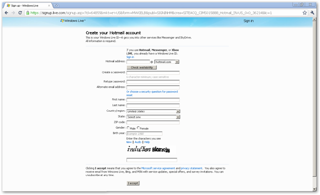 Create your Hotmail Account