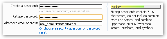Create a password for Hotmail Live Email