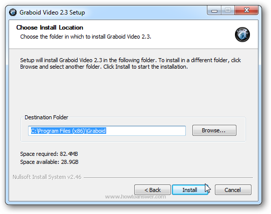 Choose Install Location for Graboid Video