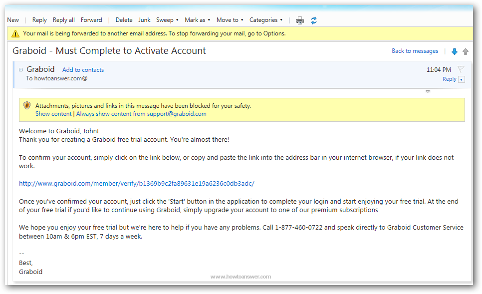 Graboid - Must Complete to Activate Account - message received in my email