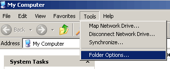 Tools menu - Folder Options