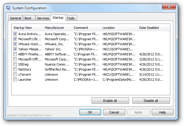 System Configuration in Windows 7