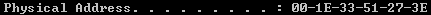 Example of an MAC address format in Windows