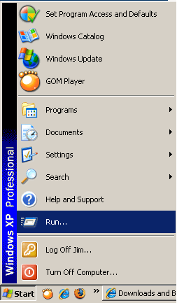 Pressing the start button - example from Windows XP SP 3