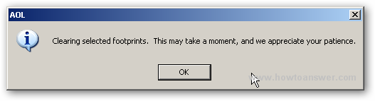AOL confirmation window - Clearing selected footprints