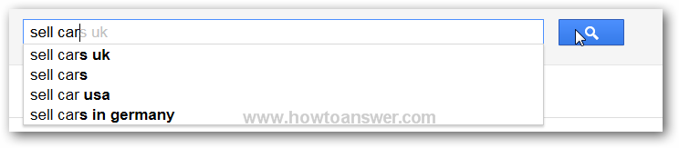 sell car phrase - example provided from Google homepage search