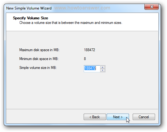 Specify Volume Size