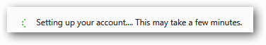 Setting up your account message
