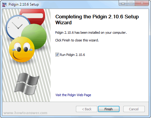 Completing Pidgin setup wizard