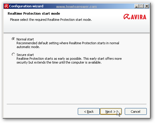 Normal start protection mode