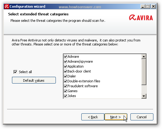 Select all threat categories