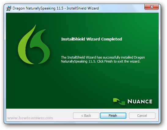 The installation and update of Dragon NaturallySpeaking is now complete