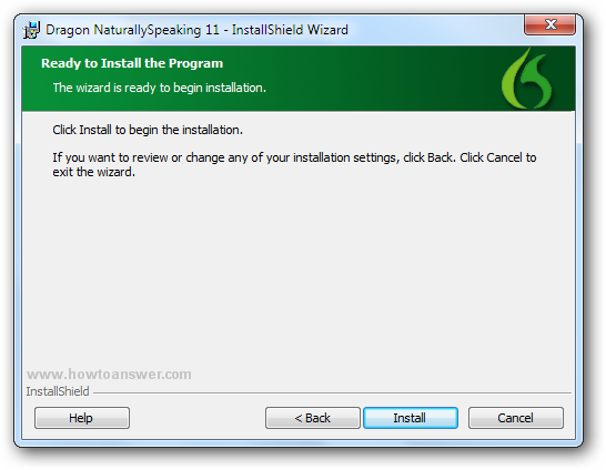 Click Install to begin the Installation