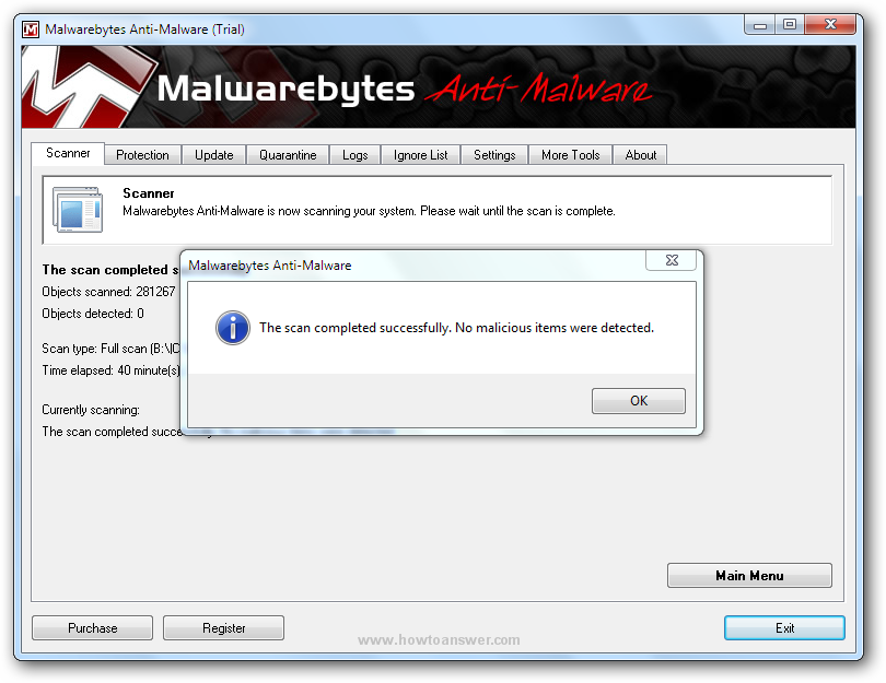 The scan completed successfully