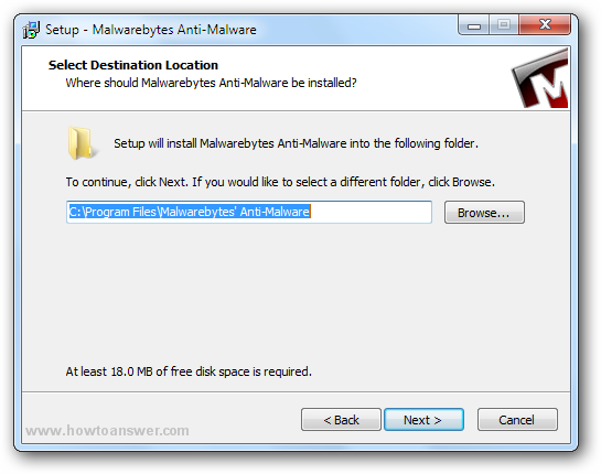 Select installation folder