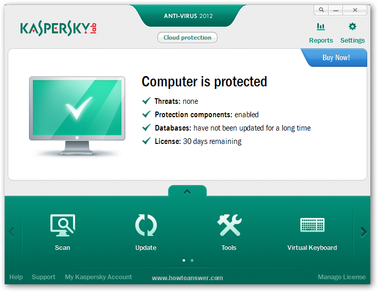 Kaspersky Antivirus interface