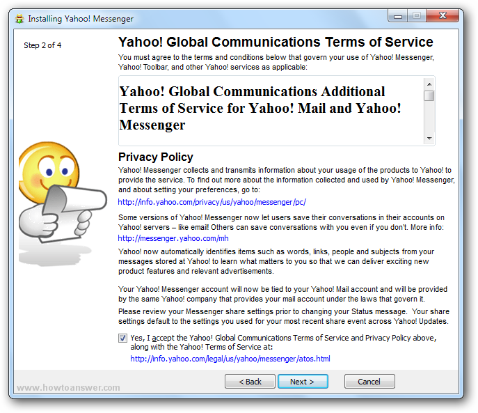 Yahoo Terms of Service and Privacy Policy