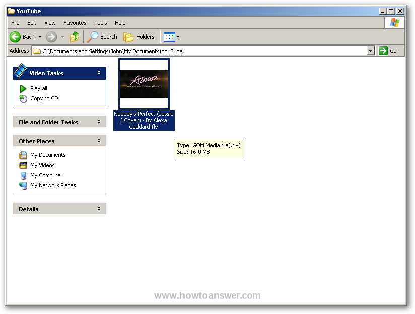 Example of a folder containing a flash file