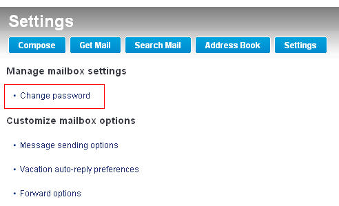 Change password link from Road Runner account settings
