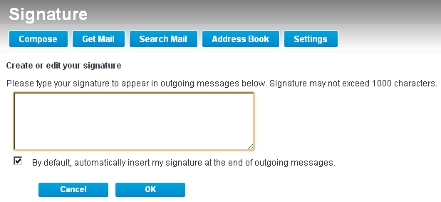 Create or edit signature in Road Runner