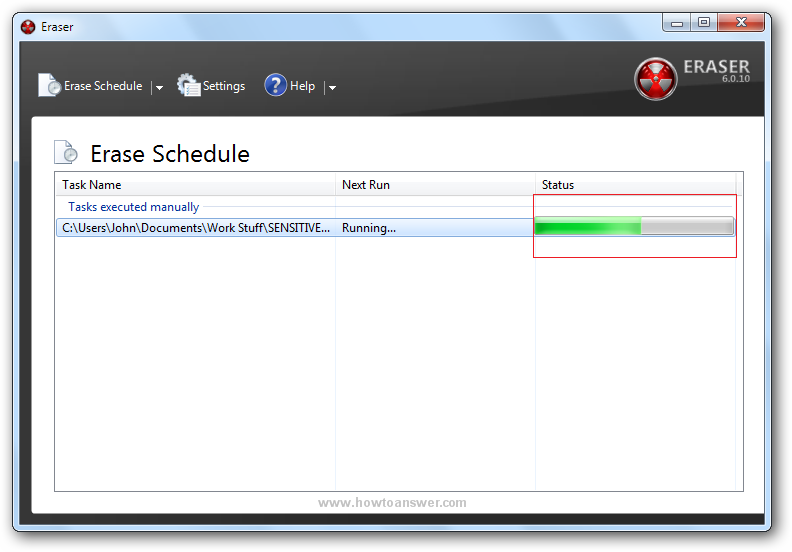 Secure deletion of files in progress