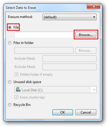 Select data to Erase