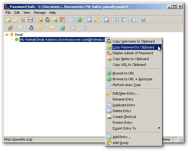 Copy password to clipboard