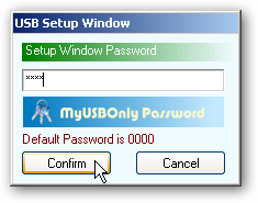 USB Setup Window