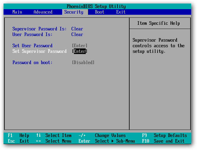 Set Supervisor Password