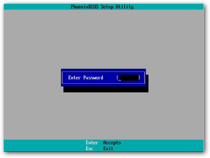 Enter BIOS password prompt message
