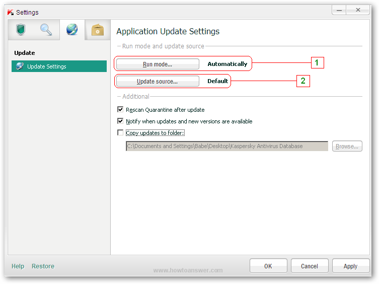 Change Run mode and Update source