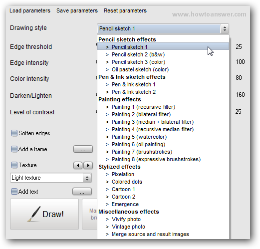 Select drawing style