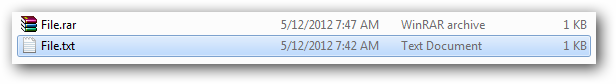 Example of a RAR archive and original file