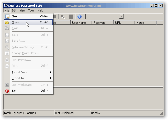 Open KeePass database