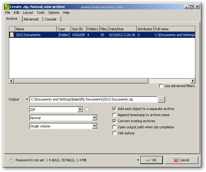 Preview Zip archive in PeaZip