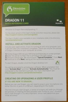 Dragon NaturallySpeaking Quick Reference Card