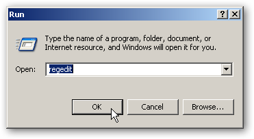 regedit typed in Run window