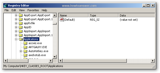 Registry Editor - Applications