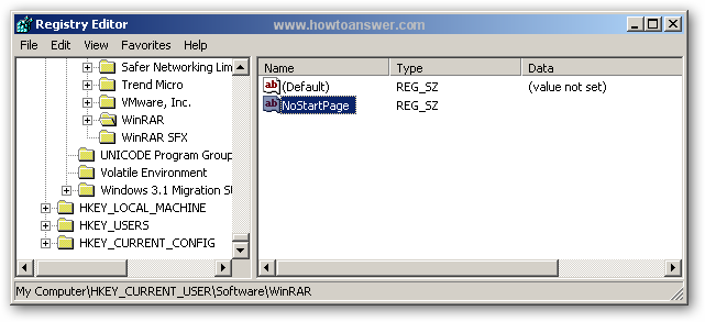 Value renamed to NoStartPage