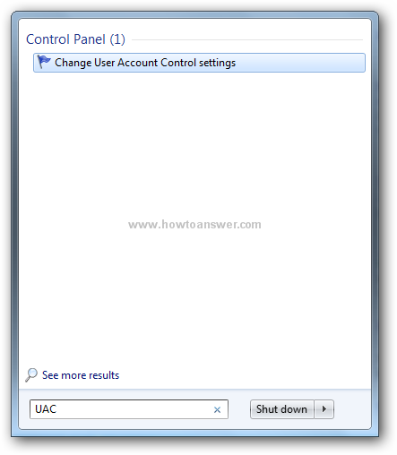 Change User Account Control settings in Windows 7