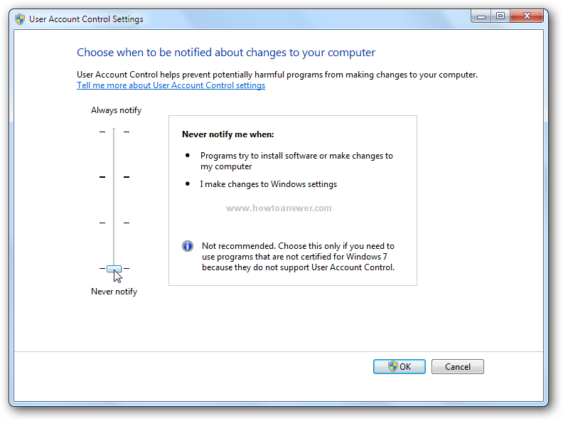 User Account Control Settings