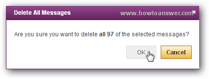 Delete All Messages window confirmation